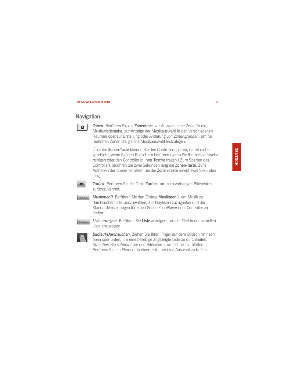 Navigation | Sonos CONTROLLER 200 User Manual | Page 31 / 122