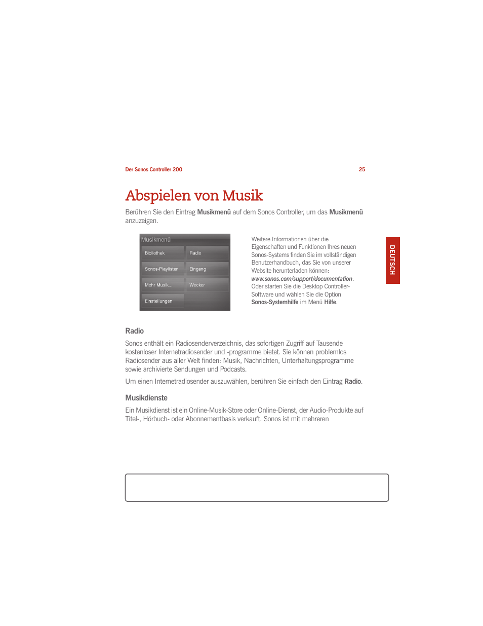 Abspielen von musik | Sonos CONTROLLER 200 User Manual | Page 35 / 122