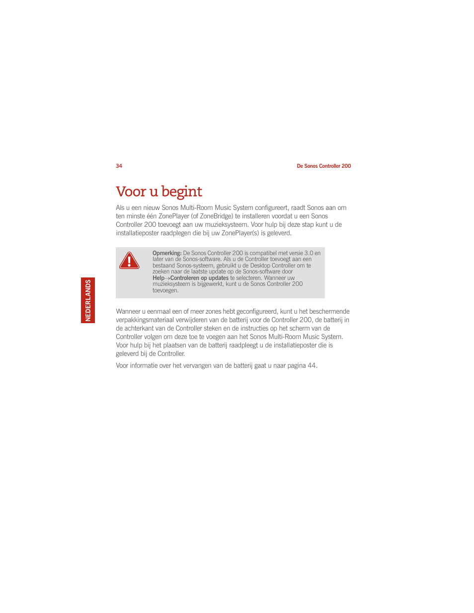 Voor u begint | Sonos CONTROLLER 200 User Manual | Page 44 / 122