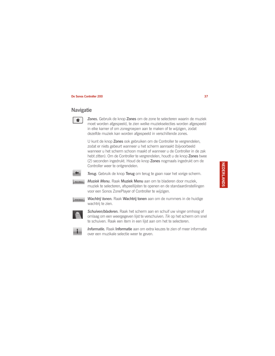 Navigatie | Sonos CONTROLLER 200 User Manual | Page 47 / 122