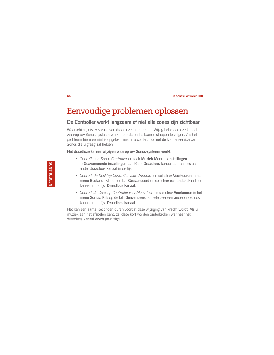 Eenvoudige problemen oplossen | Sonos CONTROLLER 200 User Manual | Page 56 / 122