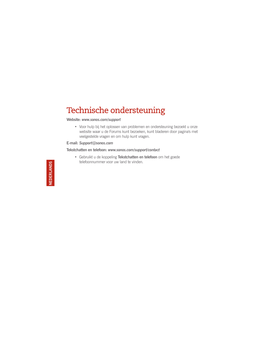 Technische ondersteuning | Sonos CONTROLLER 200 User Manual | Page 58 / 122