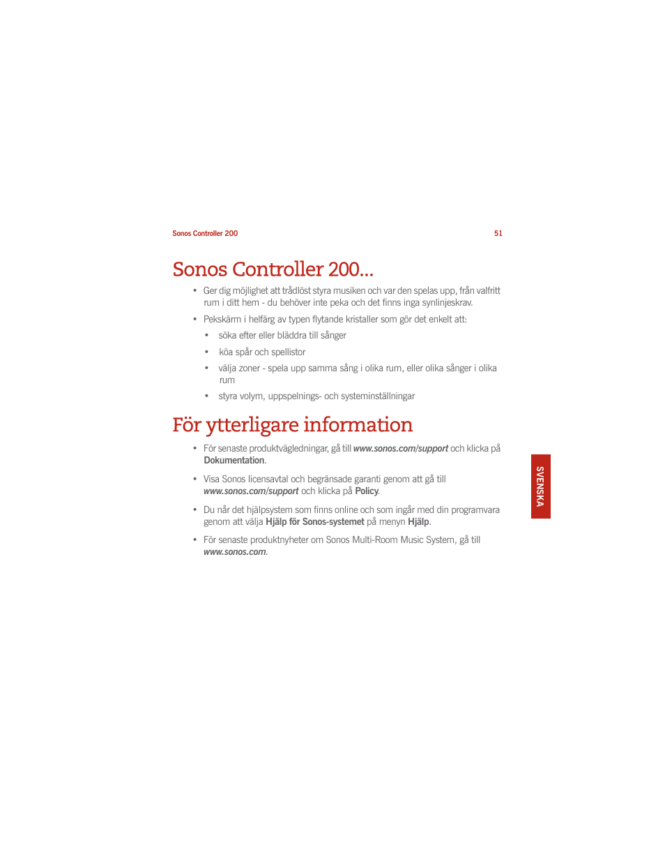Sonos controller 200, För ytterligare information | Sonos CONTROLLER 200 User Manual | Page 61 / 122