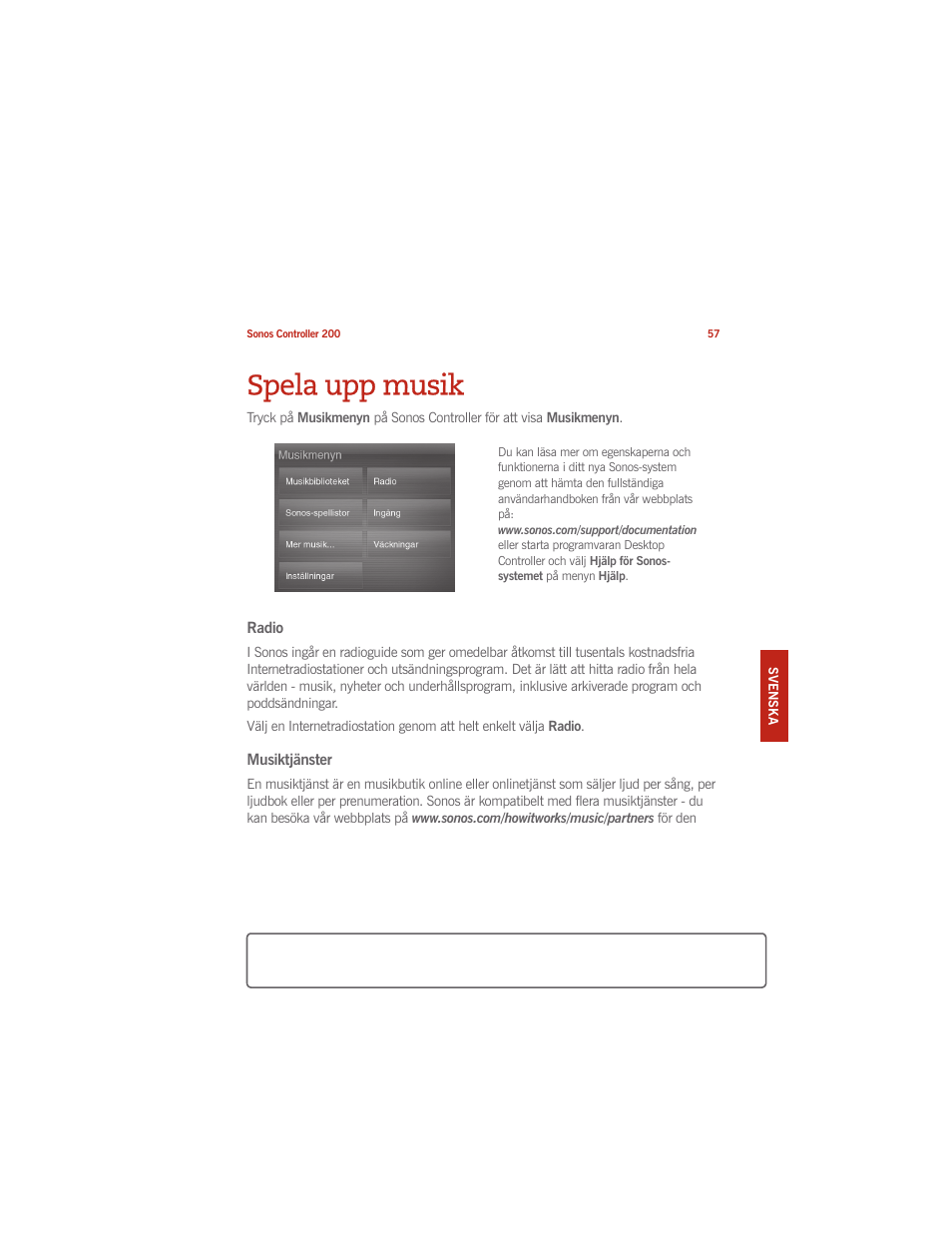Spela upp musik | Sonos CONTROLLER 200 User Manual | Page 67 / 122