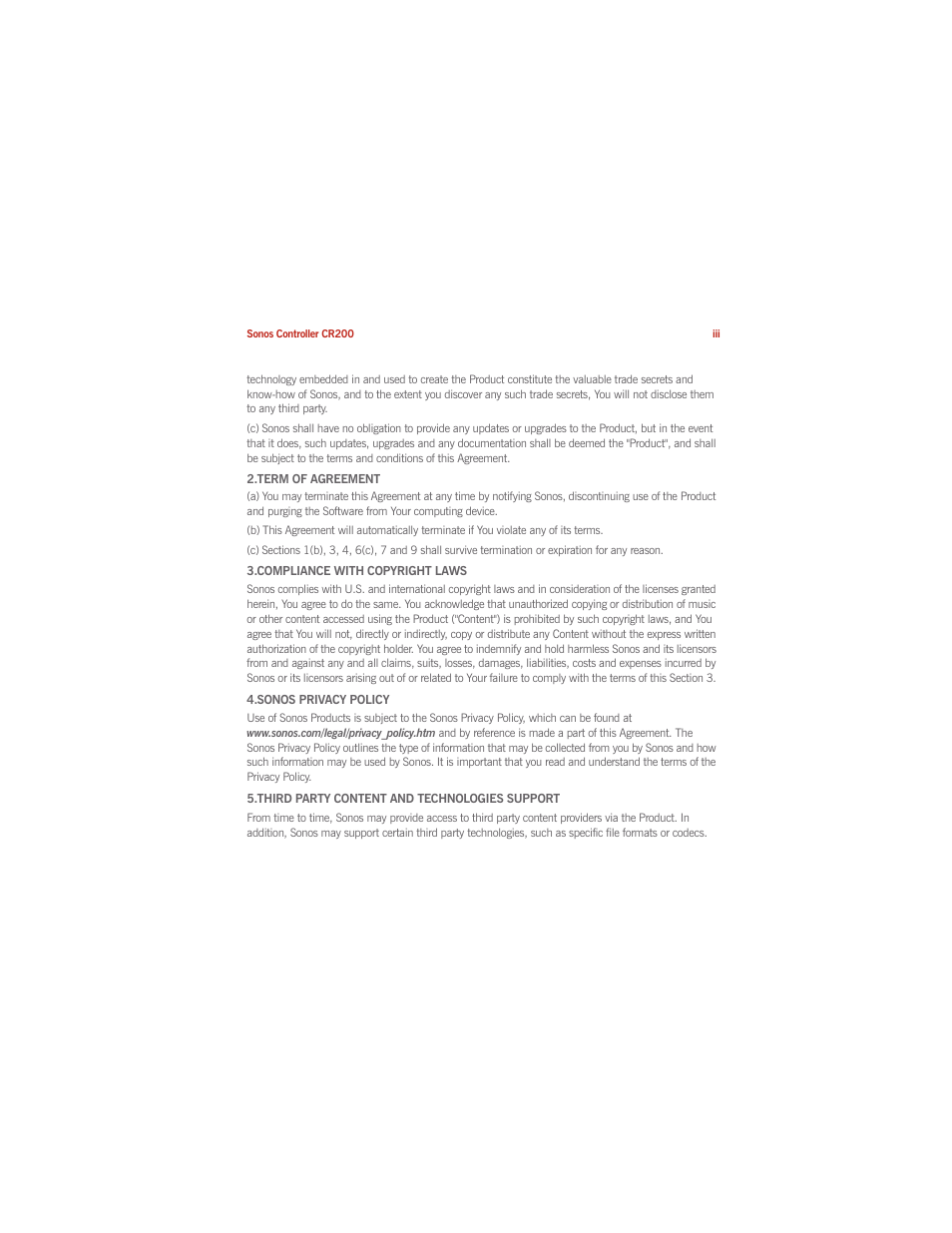 Sonos CONTROLLER 200 User Manual | Page 7 / 122
