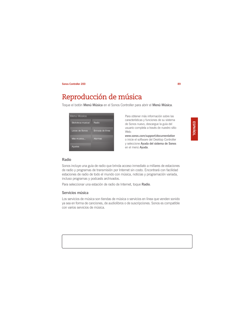 Reproducción de música | Sonos CONTROLLER 200 User Manual | Page 99 / 122
