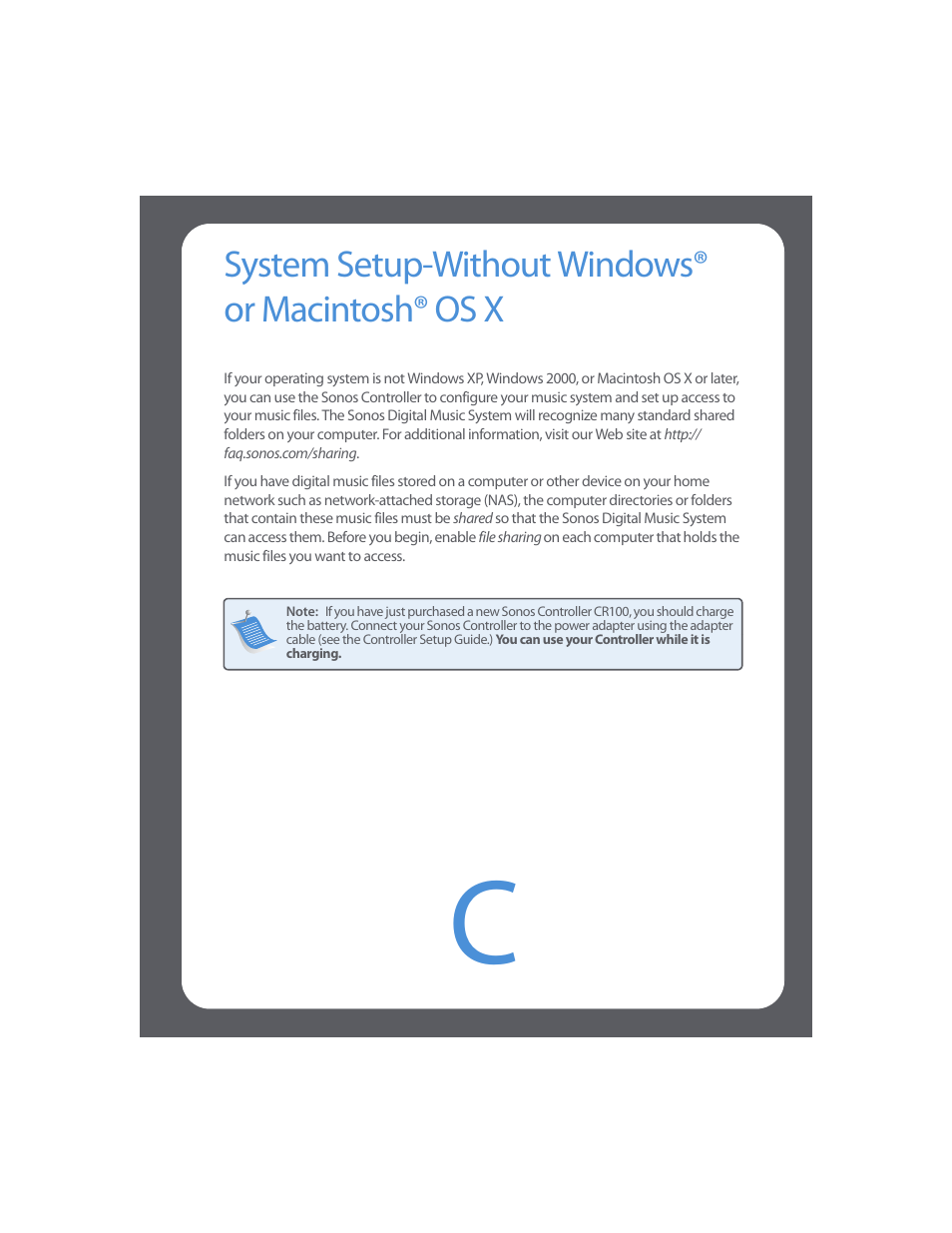 System setup-without windows® or macintosh® os x | Sonos Digital Music System User Manual | Page 103 / 114