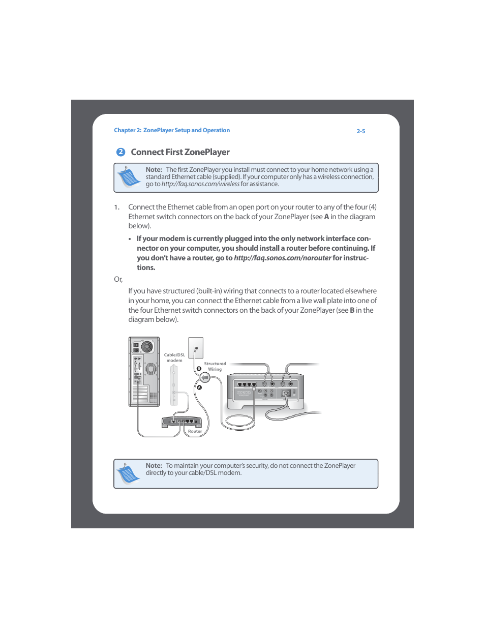 Connect first zoneplayer | Sonos Digital Music System User Manual | Page 19 / 114