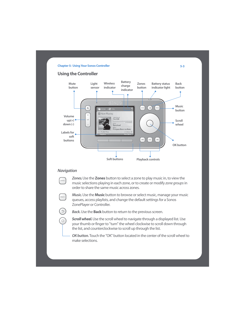 Using the controller, Navigation, Using the controller -3 | Sonos Digital Music System User Manual | Page 67 / 114