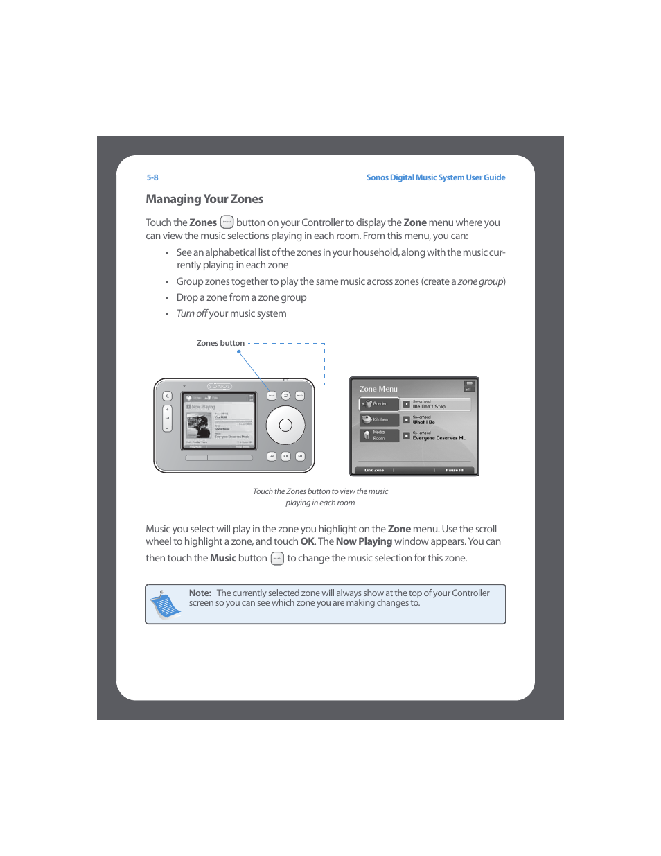 Managing your zones, Managing your zones -8 | Sonos Digital Music System User Manual | Page 72 / 114