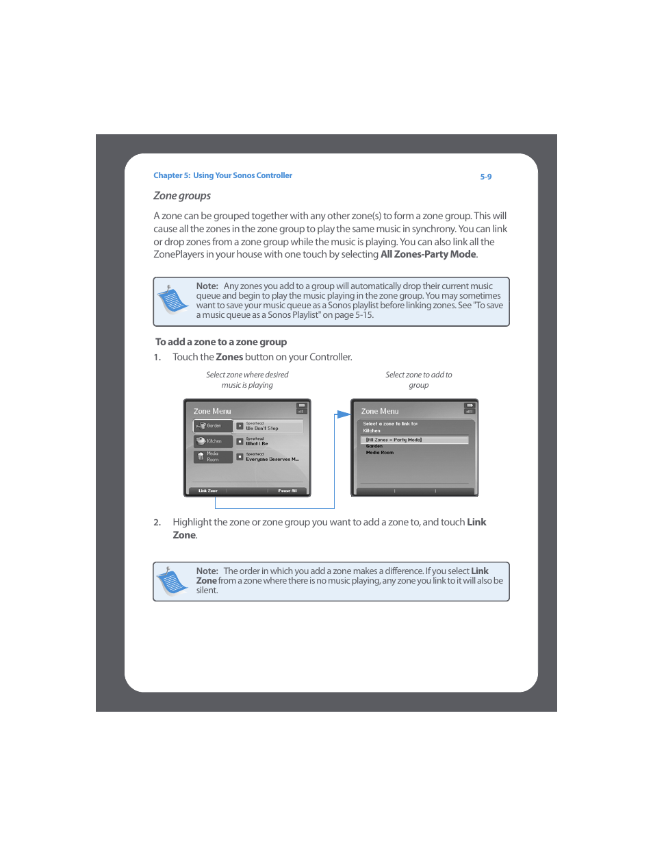 To add a zone to a zone group | Sonos Digital Music System User Manual | Page 73 / 114