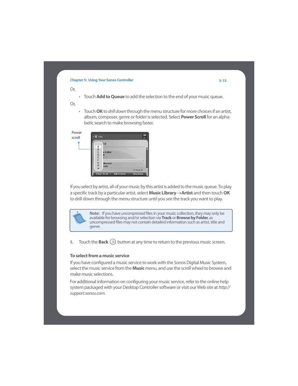 To select from a music service | Sonos Digital Music System User Manual | Page 77 / 114