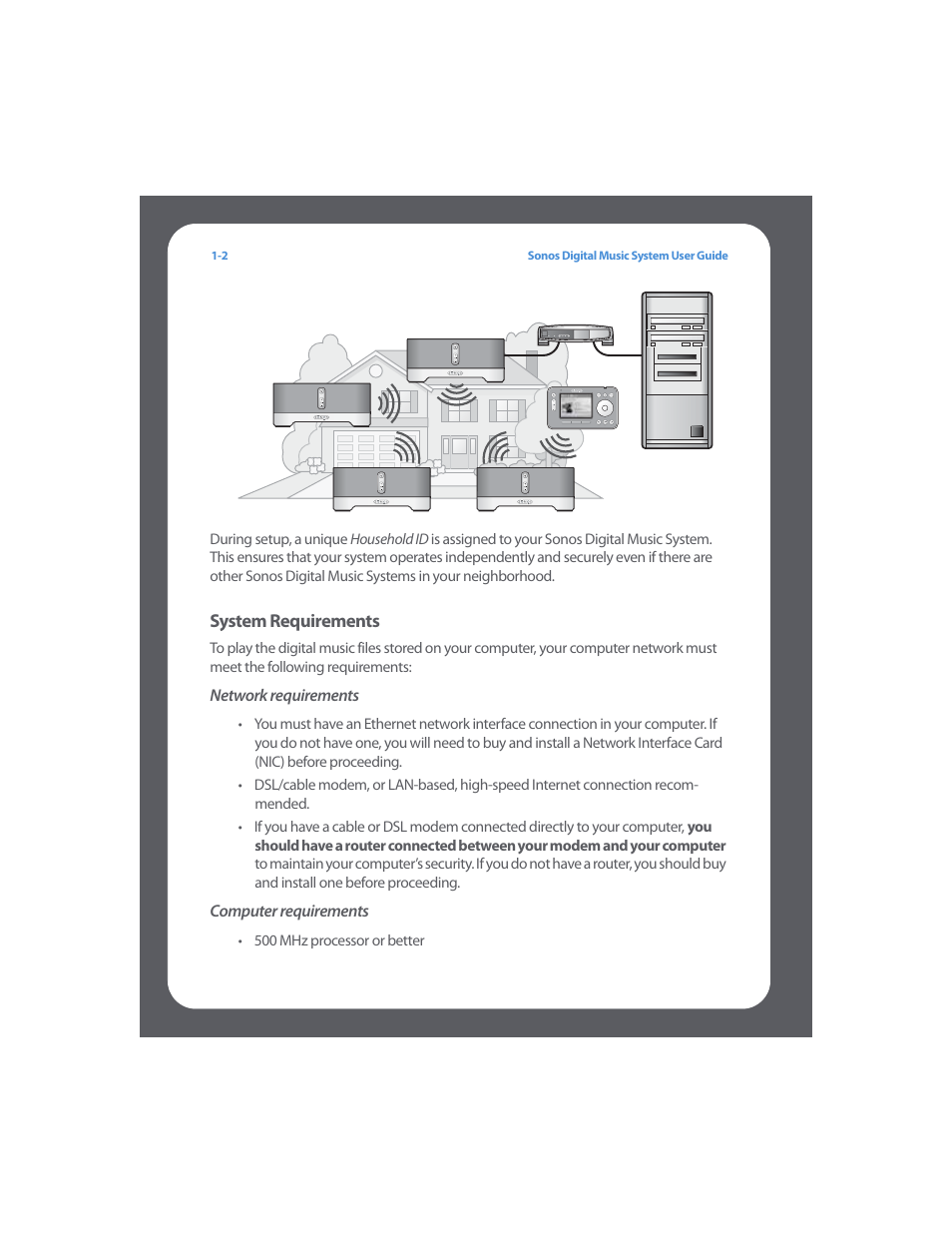 System requirements, Network requirements, Computer requirements | System requirements -2 | Sonos Digital Music System User Manual | Page 8 / 114