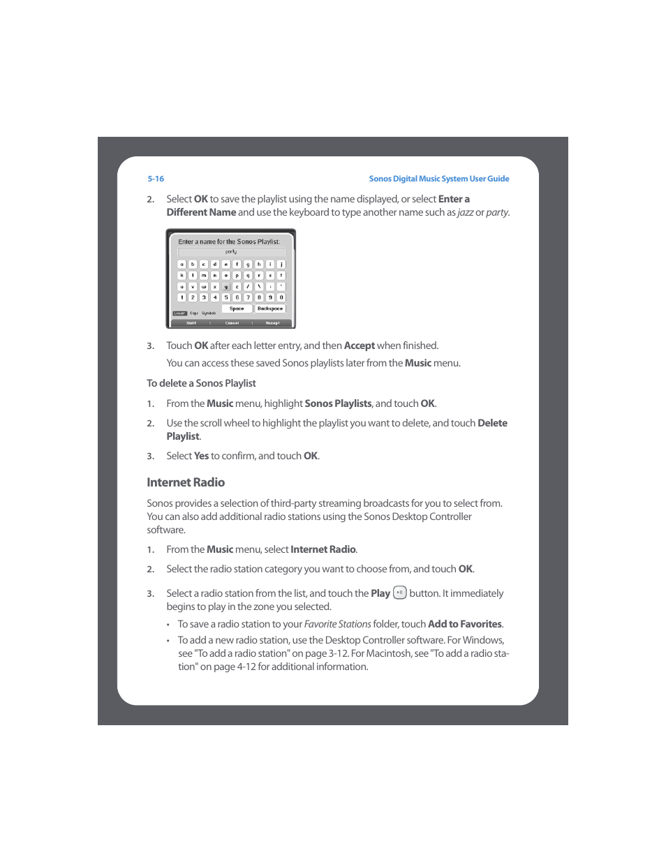To delete a sonos playlist, Internet radio, Internet radio -16 | Sonos Digital Music System User Manual | Page 80 / 114