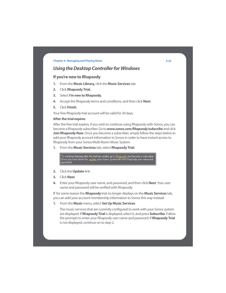 Using the desktop controller for windows, Using the desktop controller for windows -55, See "using the desktop control | Sonos Multi-Room Music System User Manual | Page 107 / 222