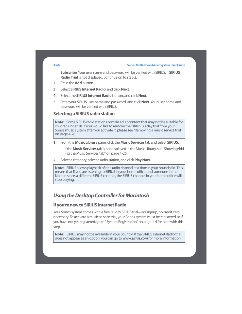 Using the desktop controller for macintosh, Using the desktop controller for macintosh -68, Using the desktop controller | Sonos Multi-Room Music System User Manual | Page 120 / 222