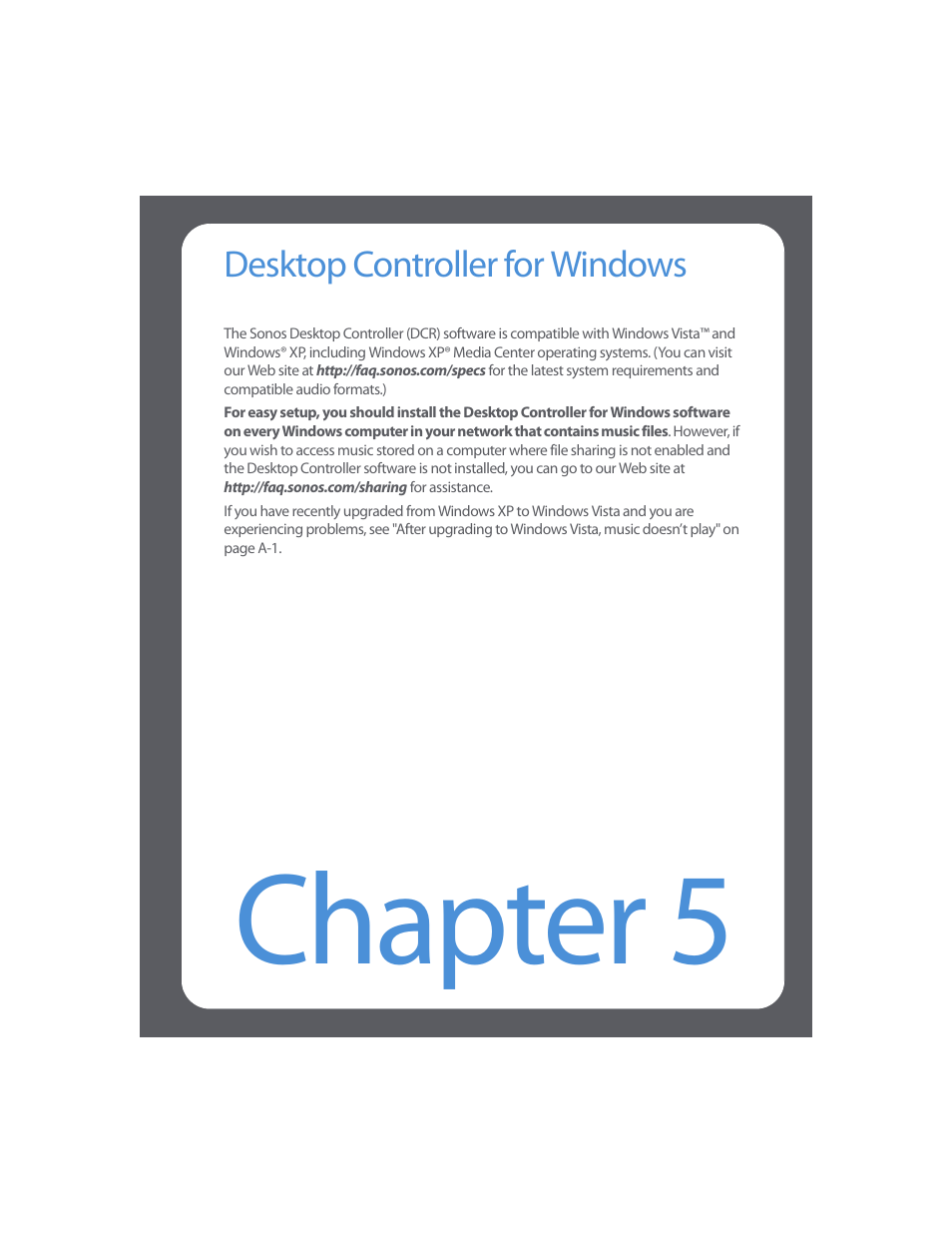 Desktop controller for windows, Chapter 5 desktop controller for windows, Chapter 5 | Sonos Multi-Room Music System User Manual | Page 138 / 222