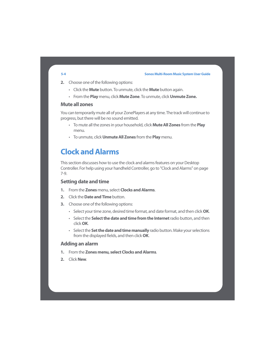 Clock and alarms, Clock and alarms -4 | Sonos Multi-Room Music System User Manual | Page 141 / 222