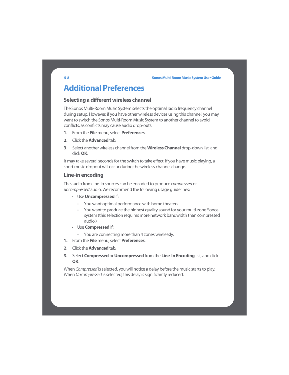 Additional preferences, Additional preferences -8 | Sonos Multi-Room Music System User Manual | Page 145 / 222