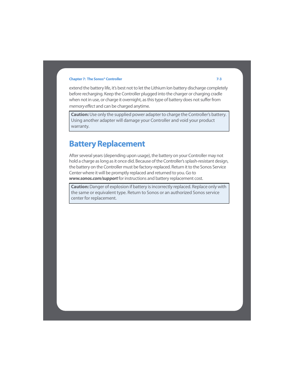 Battery replacement | Sonos Multi-Room Music System User Manual | Page 163 / 222