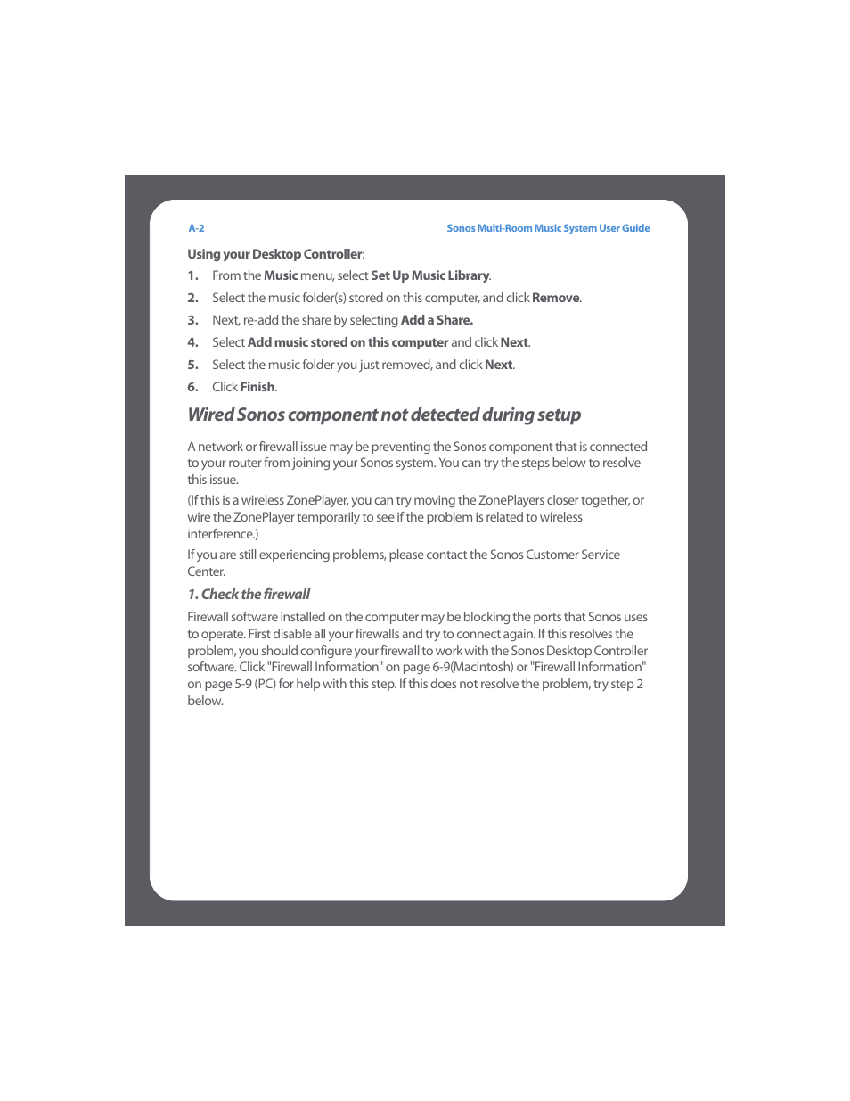 Wired sonos component not detected during setup | Sonos Multi-Room Music System User Manual | Page 179 / 222