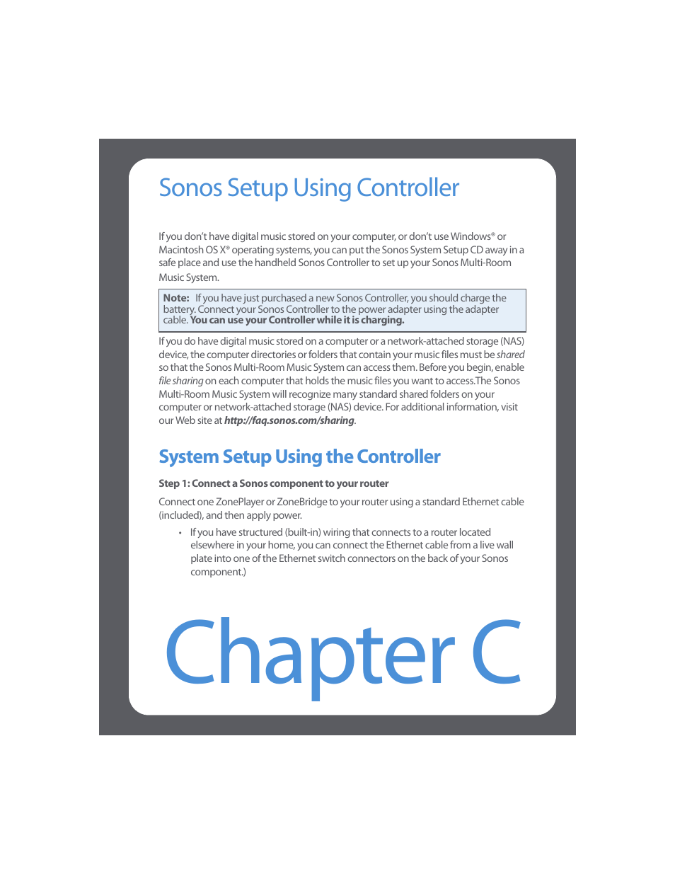 Sonos setup using controller, System setup using the controller, Appendix c sonos setup using controller | Chapter c | Sonos Multi-Room Music System User Manual | Page 200 / 222