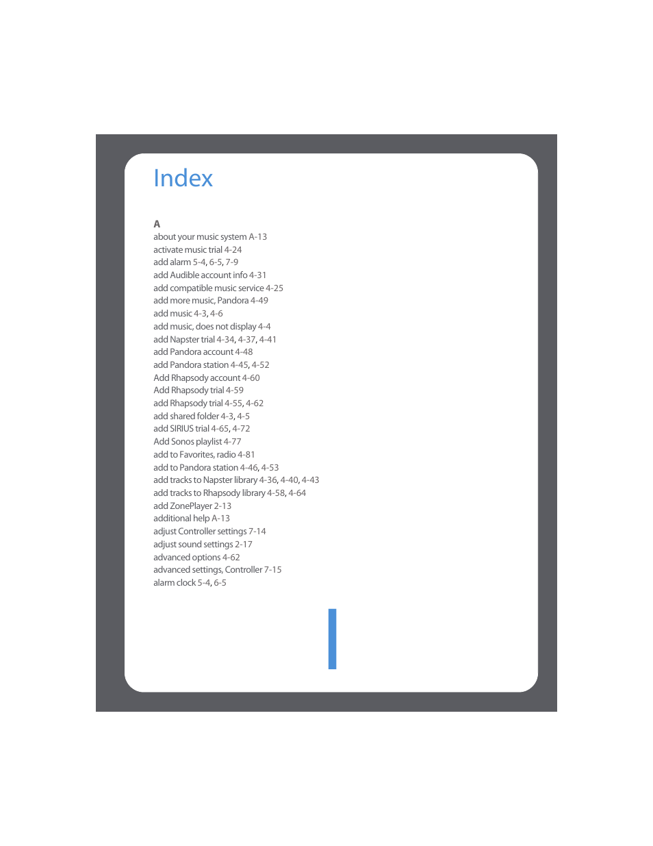Index | Sonos Multi-Room Music System User Manual | Page 208 / 222
