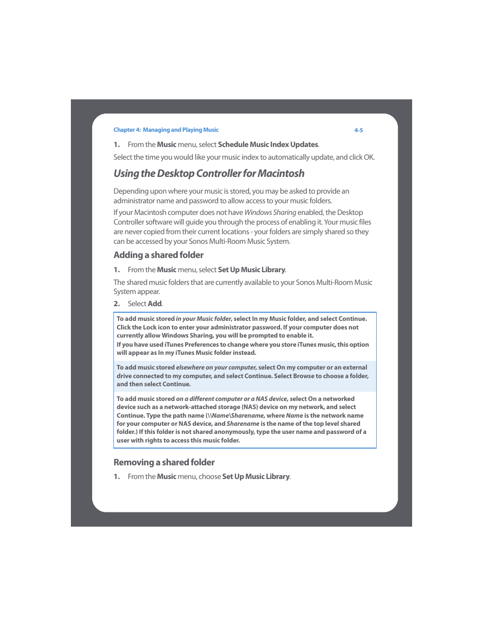 Using the desktop controller for macintosh, Using the desktop controller for macintosh -5 | Sonos Multi-Room Music System User Manual | Page 57 / 222