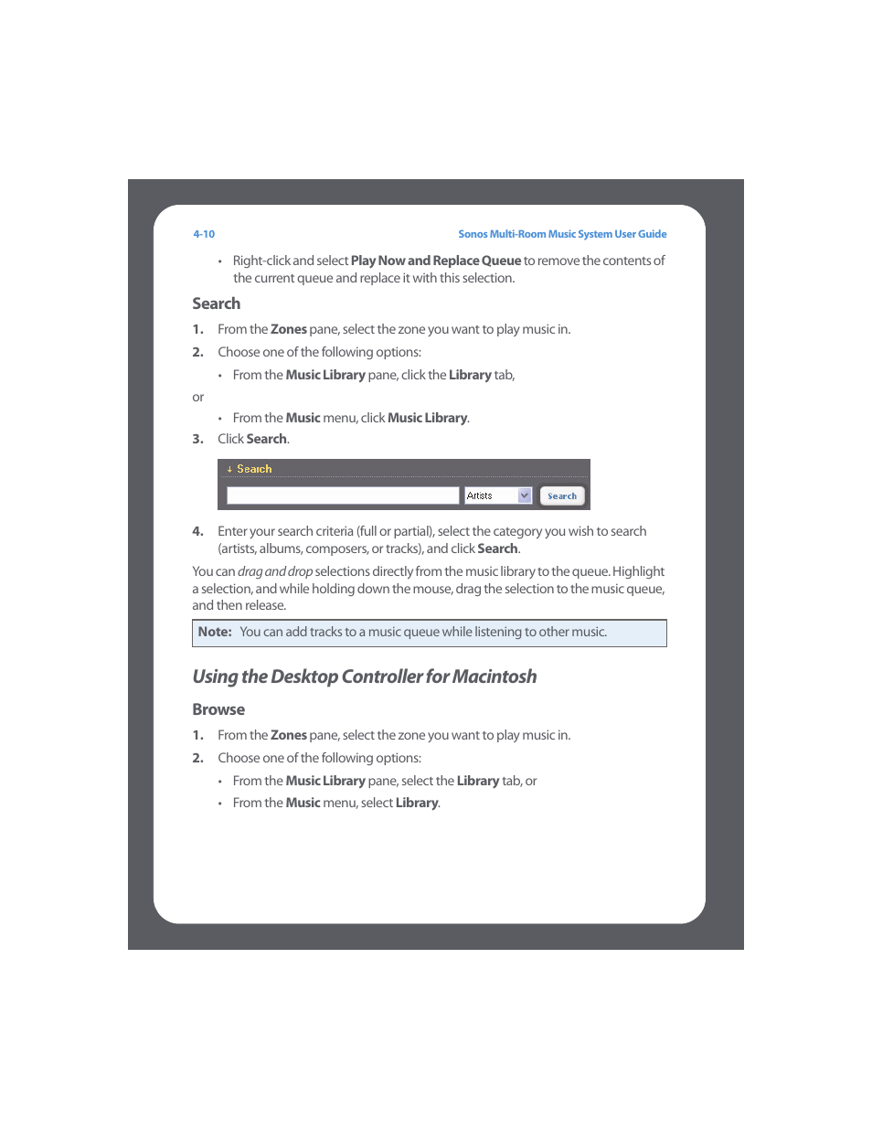 Using the desktop controller for macintosh, Using the desktop controller for macintosh -10 | Sonos Multi-Room Music System User Manual | Page 62 / 222
