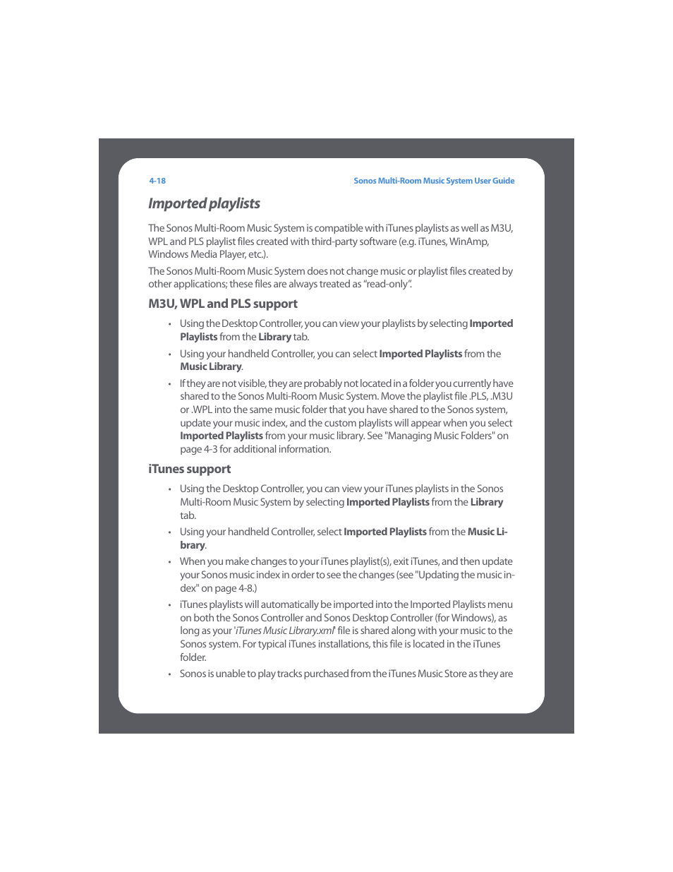 Imported playlists, Imported playlists -18 | Sonos Multi-Room Music System User Manual | Page 70 / 222