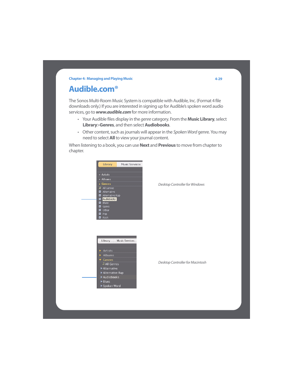 Audible.com, Audible.com® -29 | Sonos Multi-Room Music System User Manual | Page 81 / 222