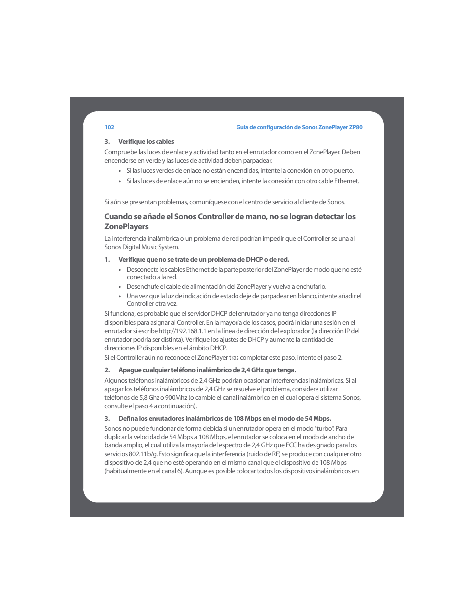 Sonos ZonePlayer ZP80 User Manual | Page 106 / 128