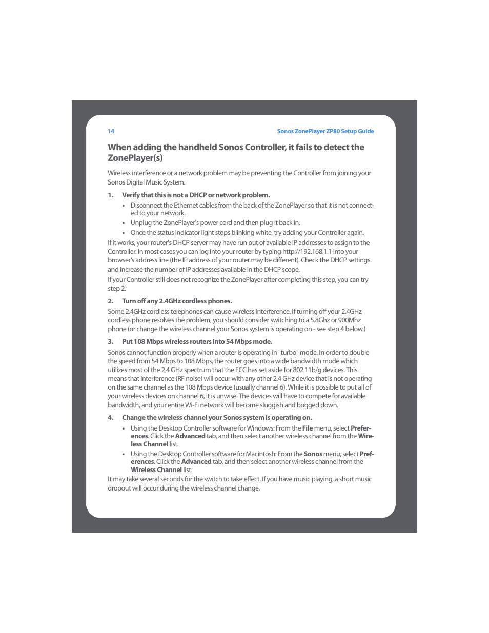 Sonos ZonePlayer ZP80 User Manual | Page 18 / 128