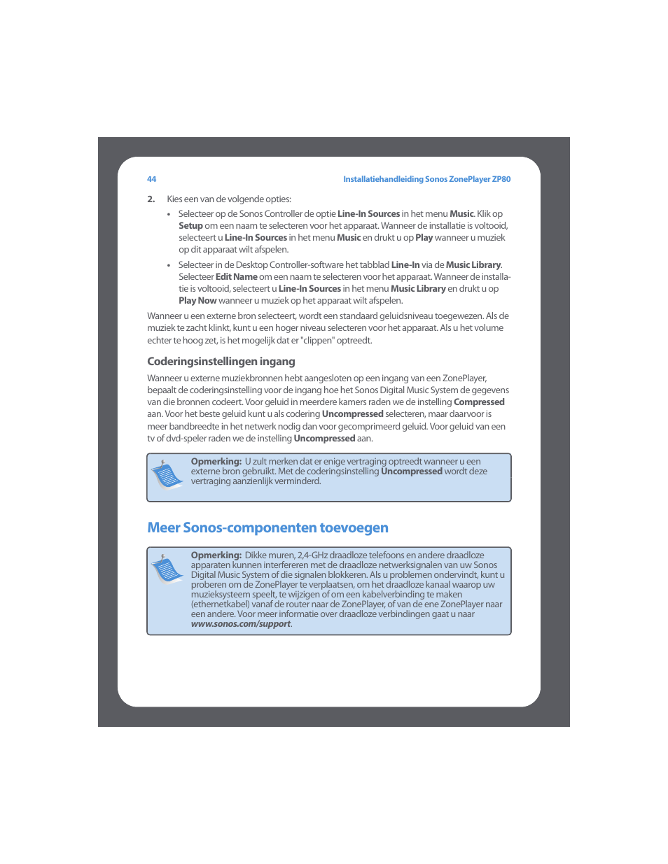 Meer sonos-componenten toevoegen | Sonos ZonePlayer ZP80 User Manual | Page 48 / 128