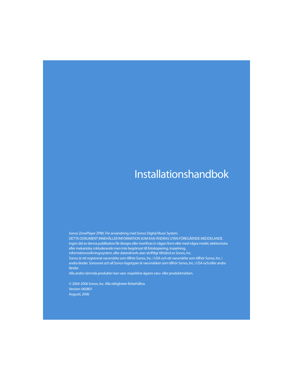 Installationshandbok | Sonos ZonePlayer ZP80 User Manual | Page 57 / 128