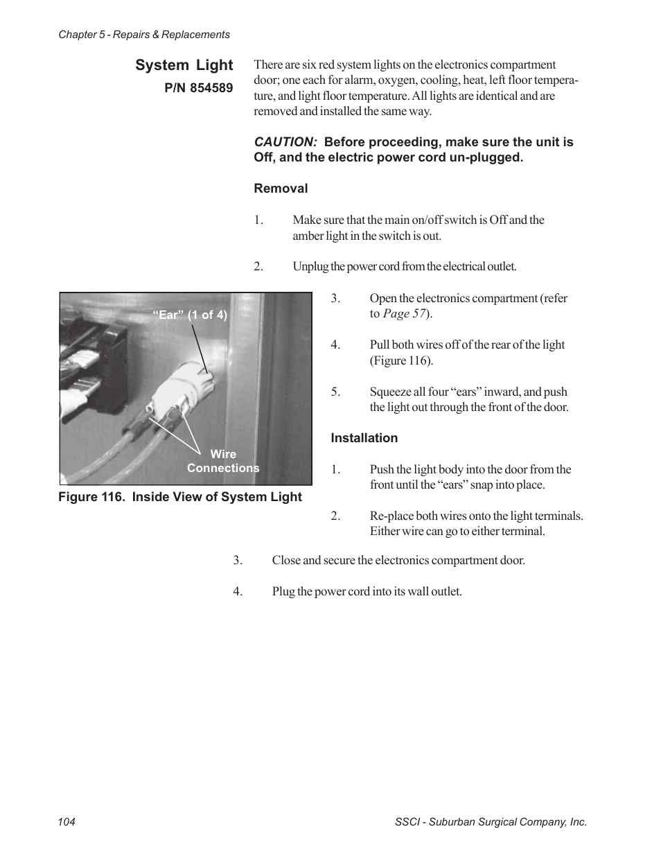 Suburban Mfg REGAL INTENSIVE CARE UNIT 12019-01-NGFREP User Manual | Page 116 / 184