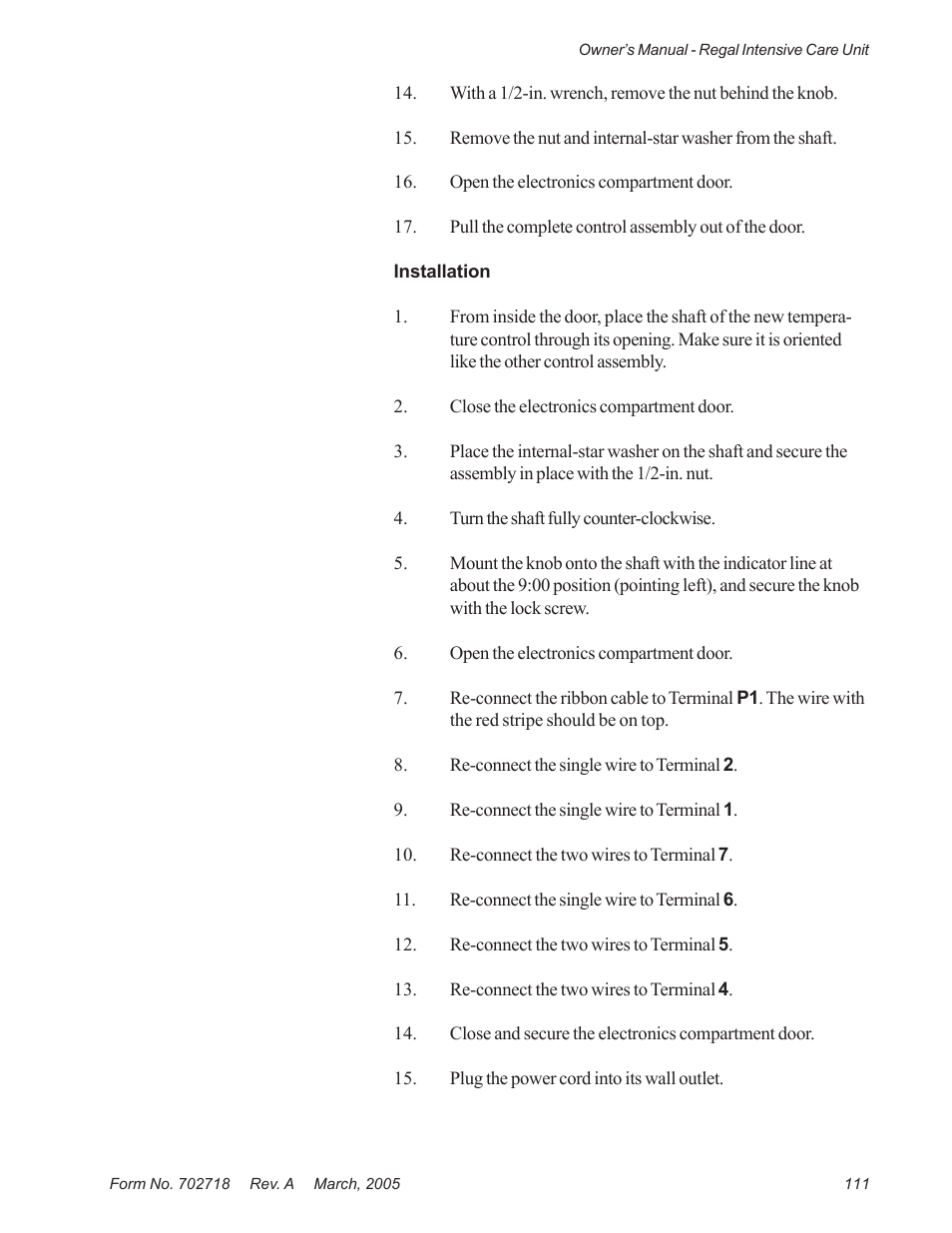 Suburban Mfg REGAL INTENSIVE CARE UNIT 12019-01-NGFREP User Manual | Page 123 / 184