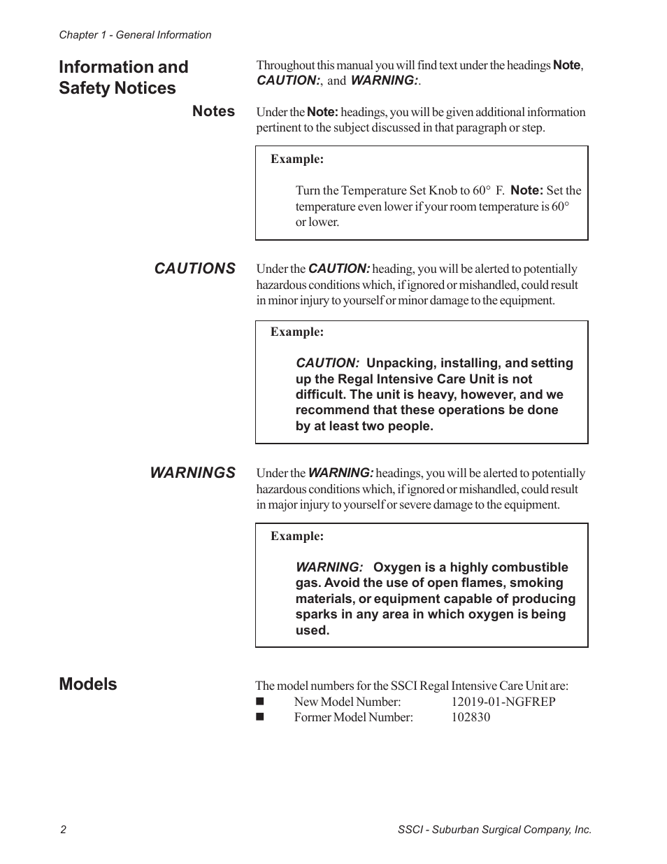 Information and safety notices, Models | Suburban Mfg REGAL INTENSIVE CARE UNIT 12019-01-NGFREP User Manual | Page 14 / 184