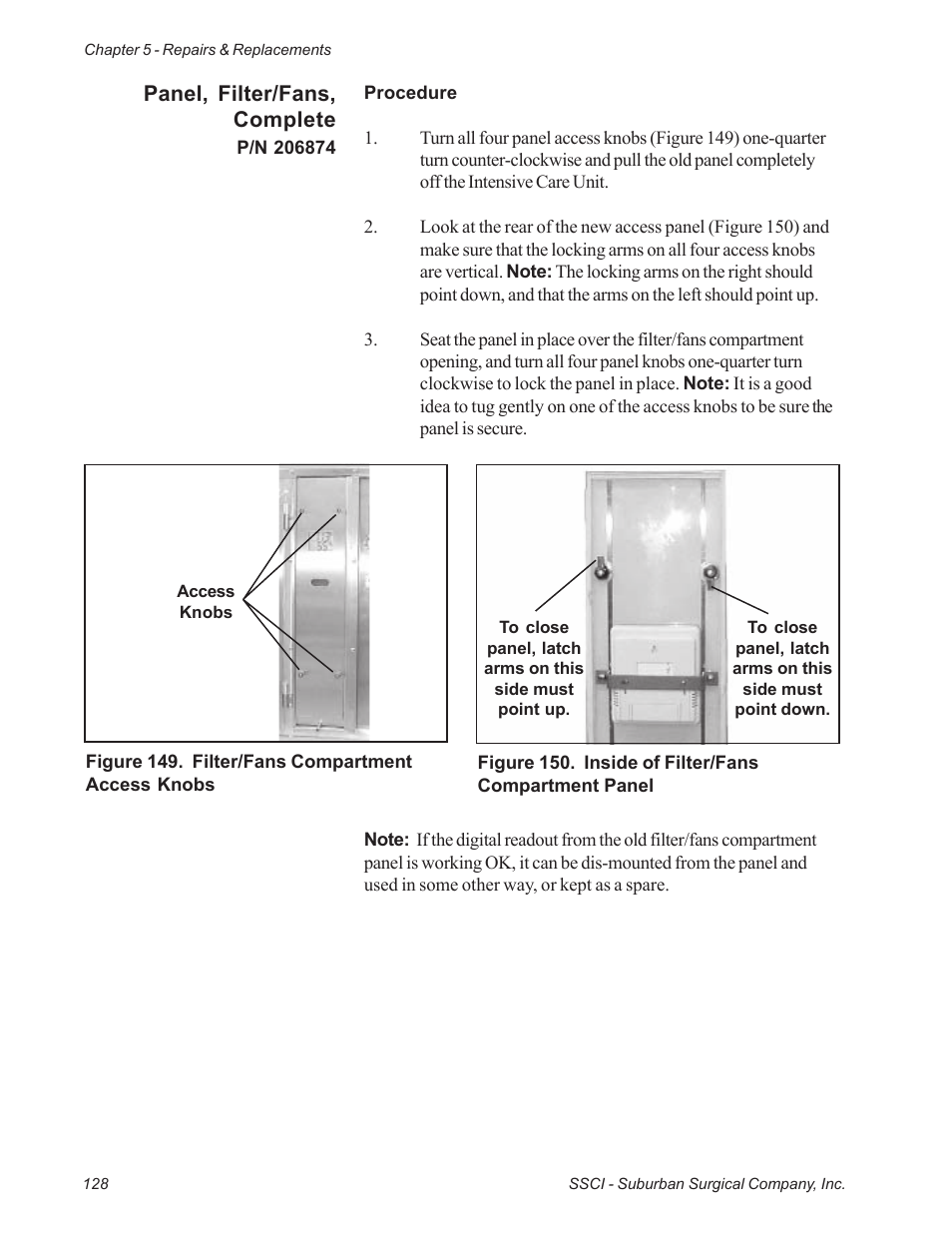 Panel, filter/fans, complete | Suburban Mfg REGAL INTENSIVE CARE UNIT 12019-01-NGFREP User Manual | Page 140 / 184