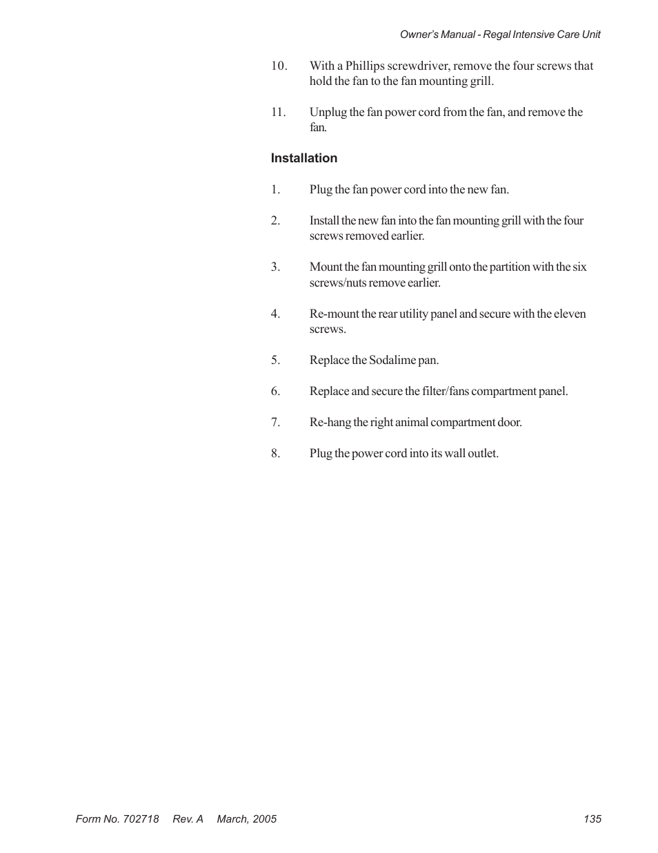 Suburban Mfg REGAL INTENSIVE CARE UNIT 12019-01-NGFREP User Manual | Page 147 / 184