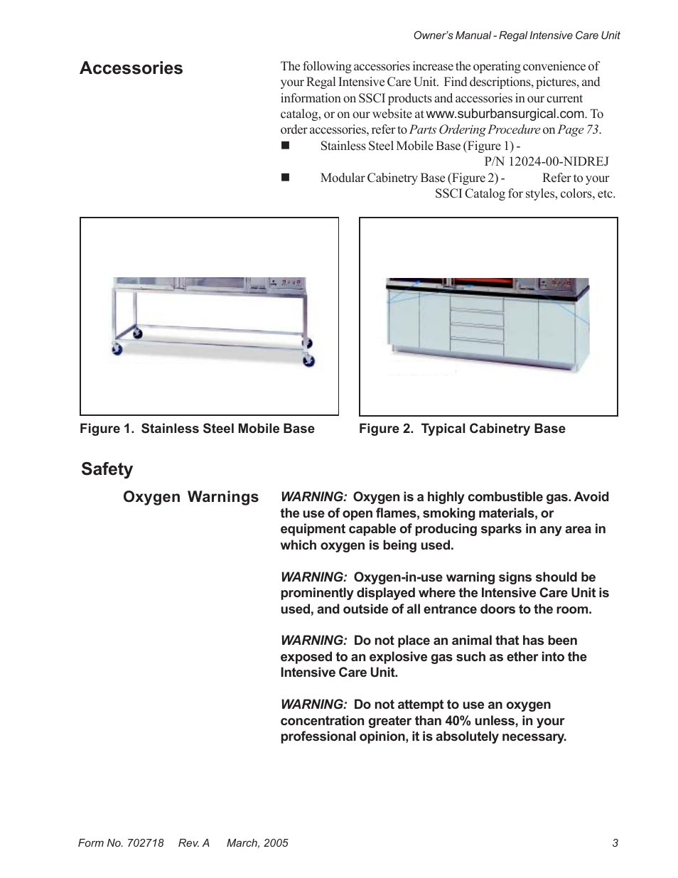 Accessories, Safety | Suburban Mfg REGAL INTENSIVE CARE UNIT 12019-01-NGFREP User Manual | Page 15 / 184