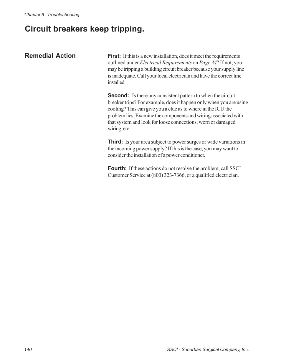 Circuit breakers keep tripping | Suburban Mfg REGAL INTENSIVE CARE UNIT 12019-01-NGFREP User Manual | Page 152 / 184