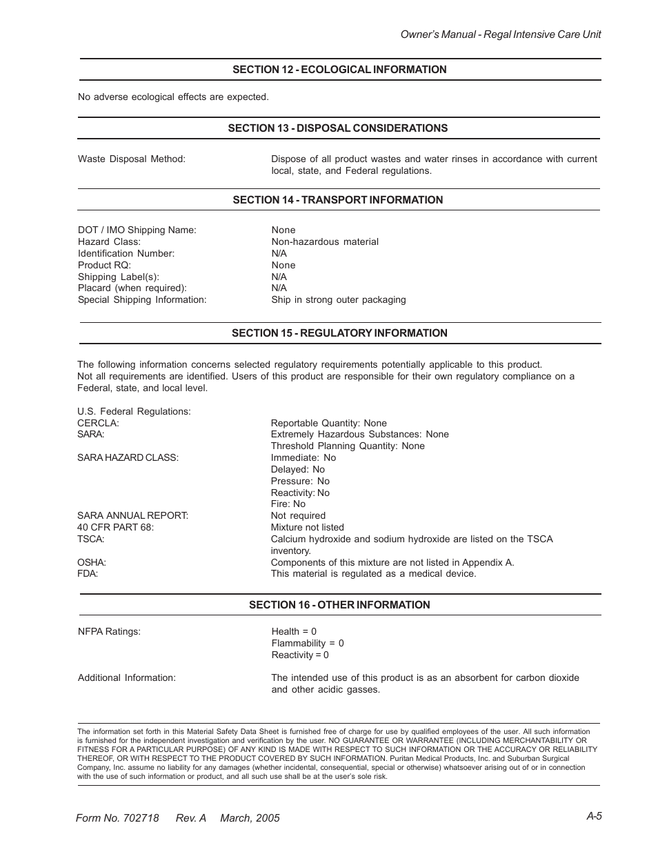 Suburban Mfg REGAL INTENSIVE CARE UNIT 12019-01-NGFREP User Manual | Page 173 / 184