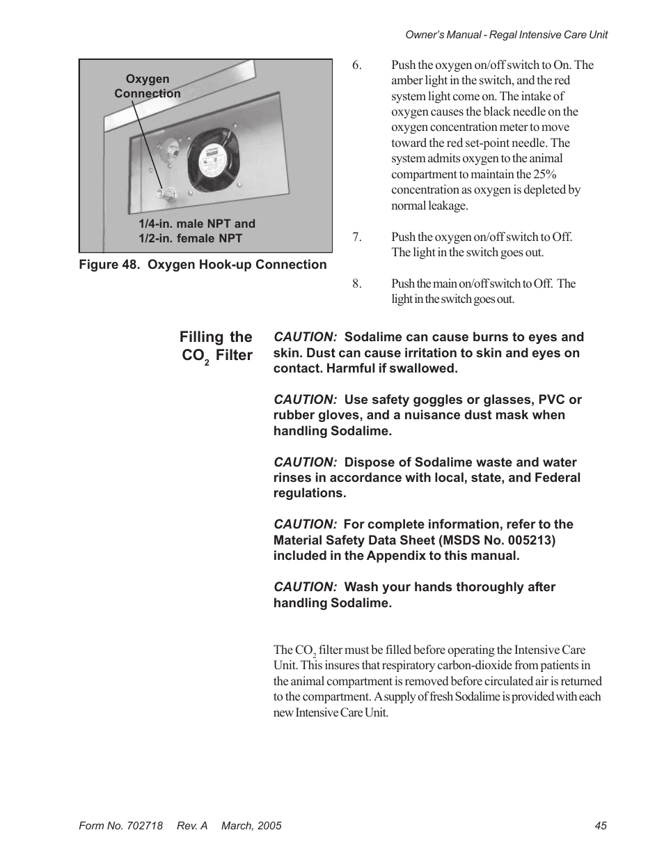 Filling the co, Filter | Suburban Mfg REGAL INTENSIVE CARE UNIT 12019-01-NGFREP User Manual | Page 57 / 184