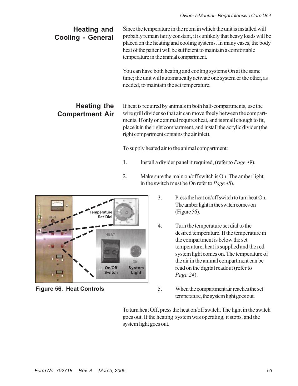 Heating the compartment air, Heating and cooling - general | Suburban Mfg REGAL INTENSIVE CARE UNIT 12019-01-NGFREP User Manual | Page 65 / 184