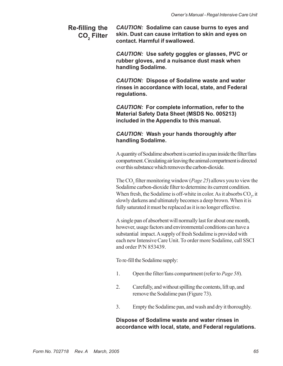 Re-filling the co, Filter | Suburban Mfg REGAL INTENSIVE CARE UNIT 12019-01-NGFREP User Manual | Page 77 / 184