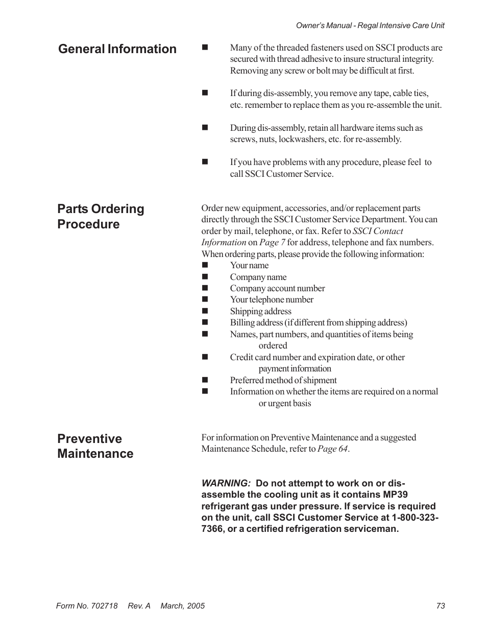 Suburban Mfg REGAL INTENSIVE CARE UNIT 12019-01-NGFREP User Manual | Page 85 / 184