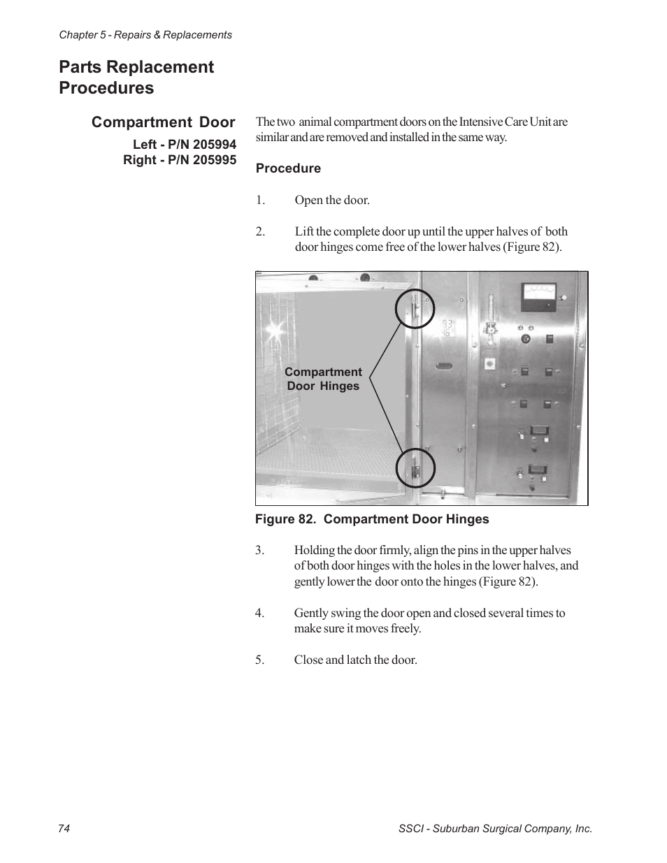 Parts replacement procedures | Suburban Mfg REGAL INTENSIVE CARE UNIT 12019-01-NGFREP User Manual | Page 86 / 184