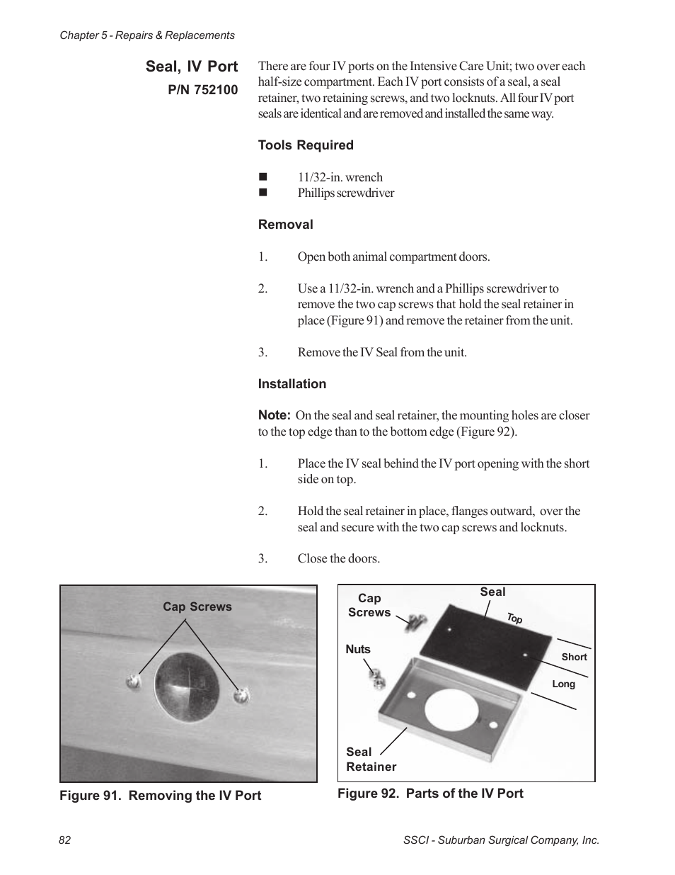 Seal, iv port | Suburban Mfg REGAL INTENSIVE CARE UNIT 12019-01-NGFREP User Manual | Page 94 / 184