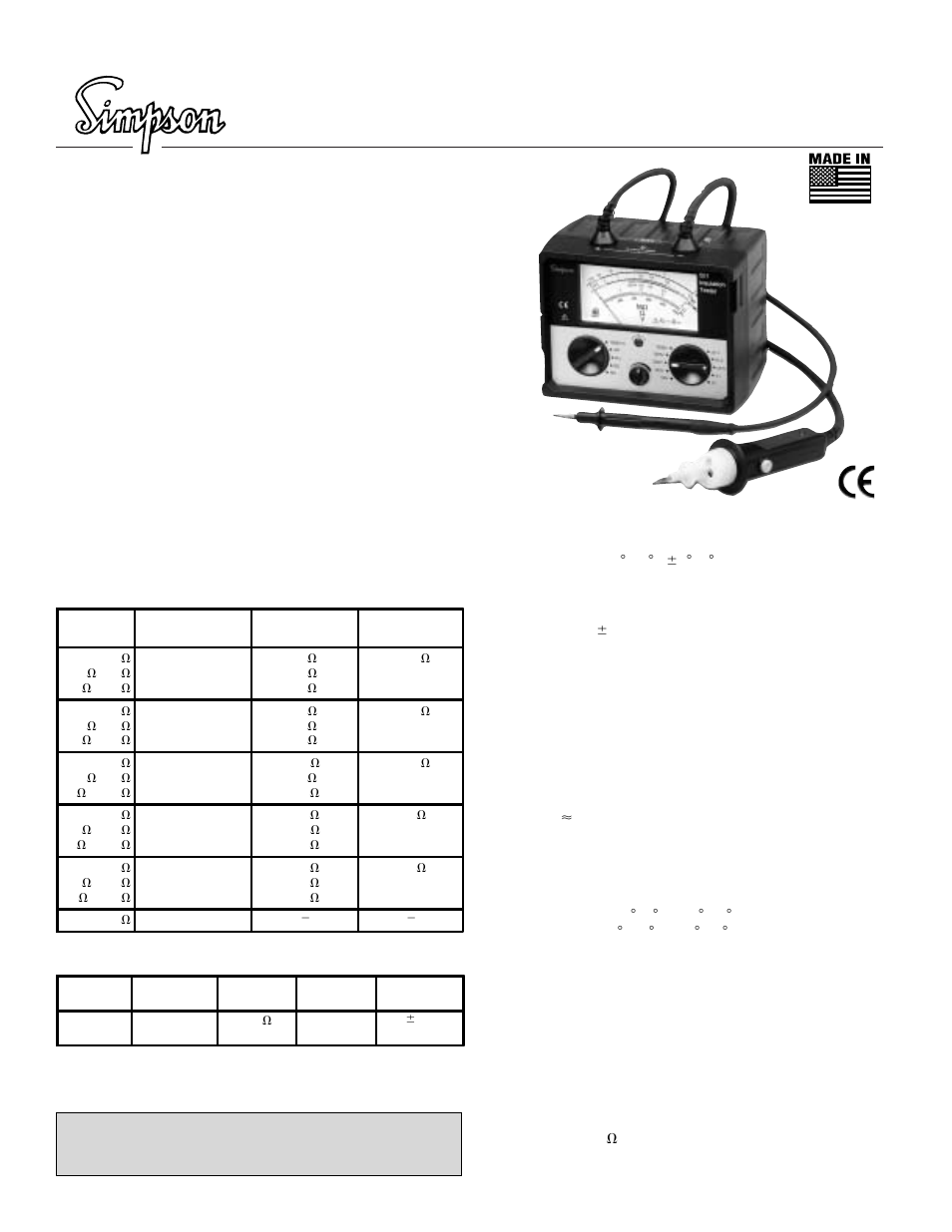 Simpson Electric 501 User Manual | 1 page